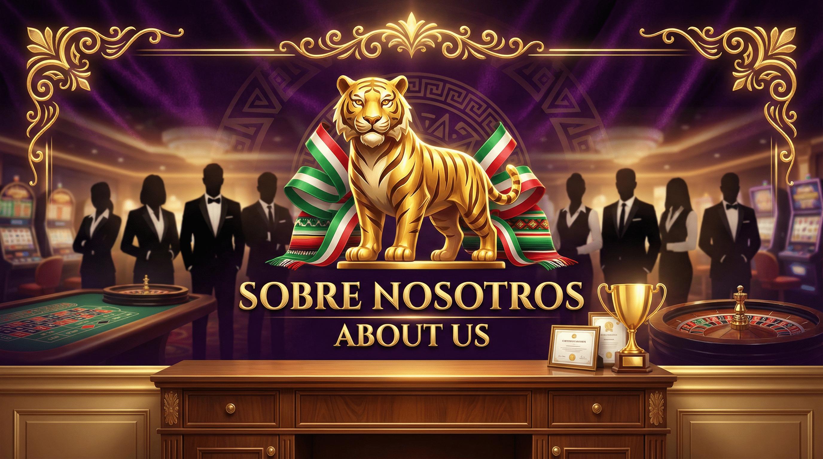 Equipo profesional de Rivalo Bet México con tigre dorado mascota