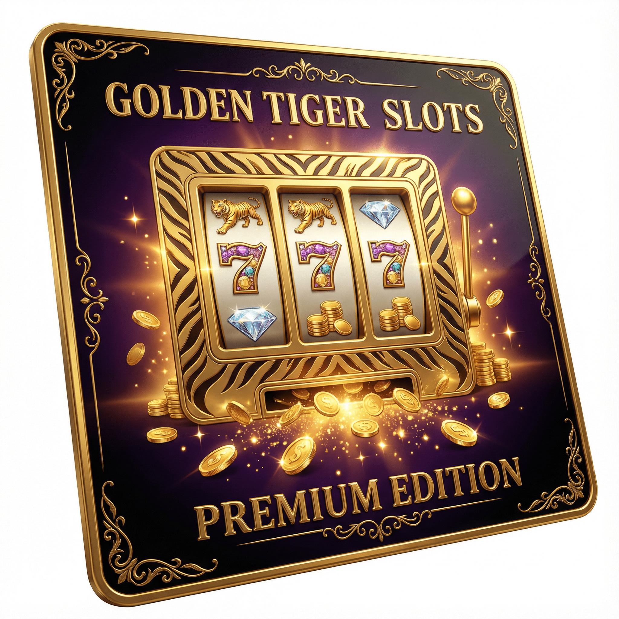 Máquina tragamonedas dorada premium con símbolos de tigre